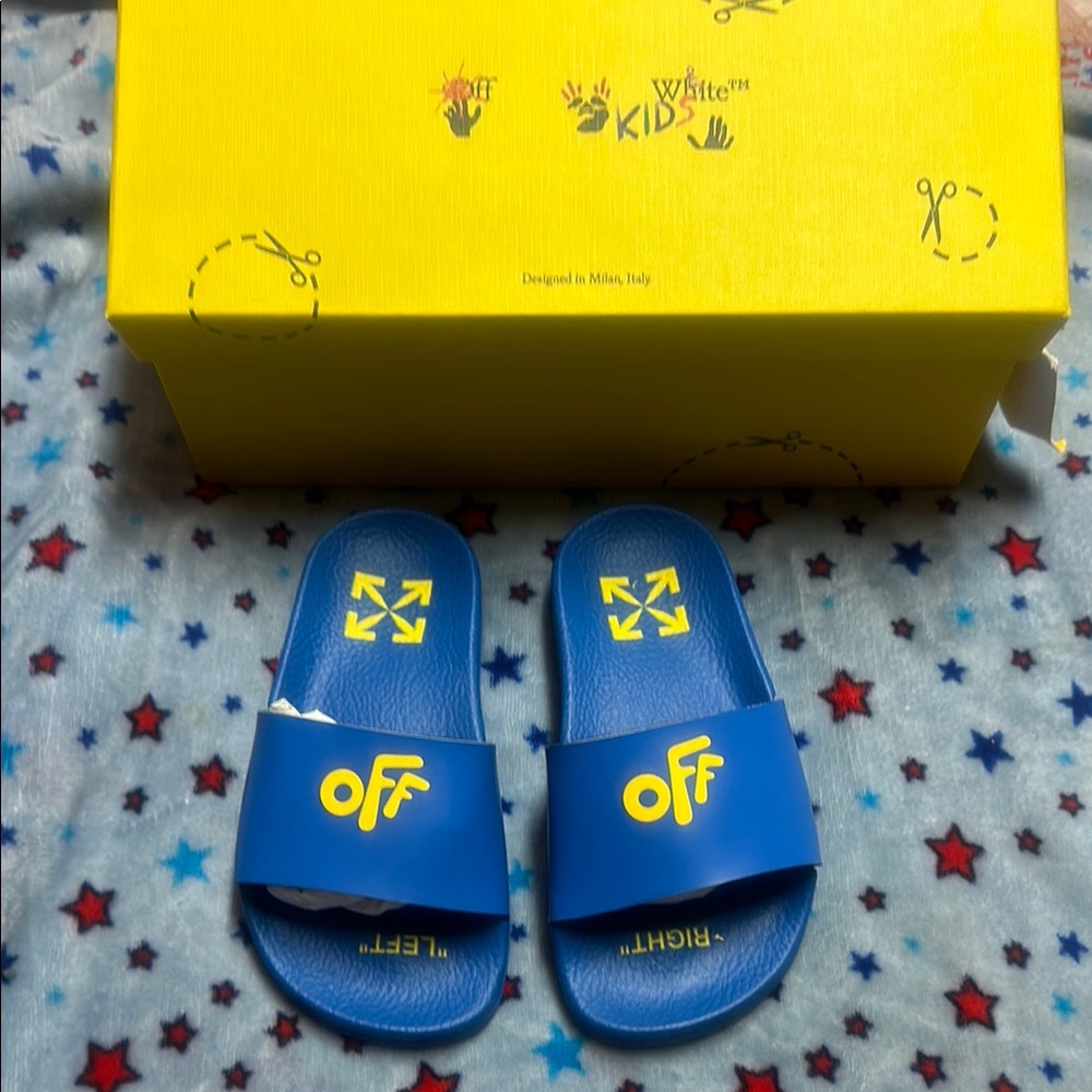 Off-White Kids Blue Slides